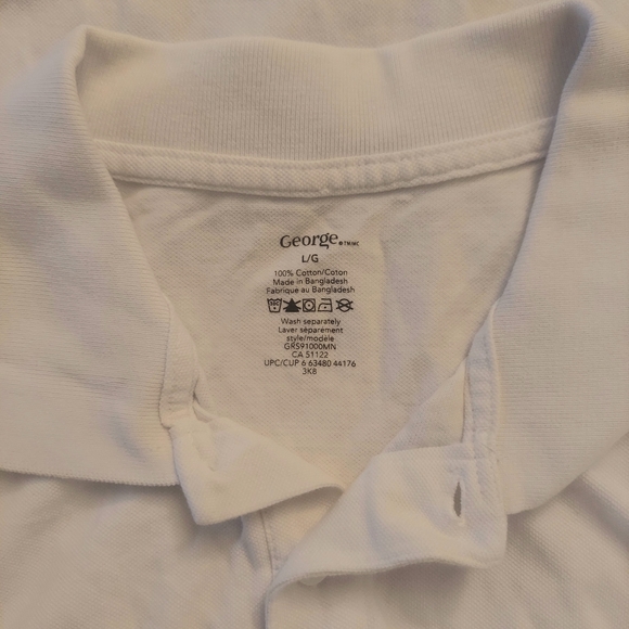 💥3/$25💥 NWOT George Short Sleeve White Polo Shirt Top size L - Picture 4 of 4